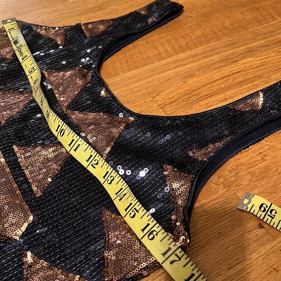 Charlotte Russe Sequin Blue and Gold Mini Dress LG - Picture 9 of 11